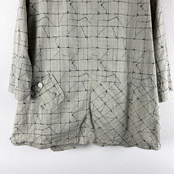 John Mark Tunic Top Womens XL Beige Green Abstract Lagenlook 3/4 Sleeve Pocket - Picture 13 of 15